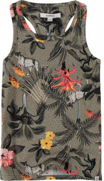 Garcia - Top ärmellos khaki/Dschungel-Print